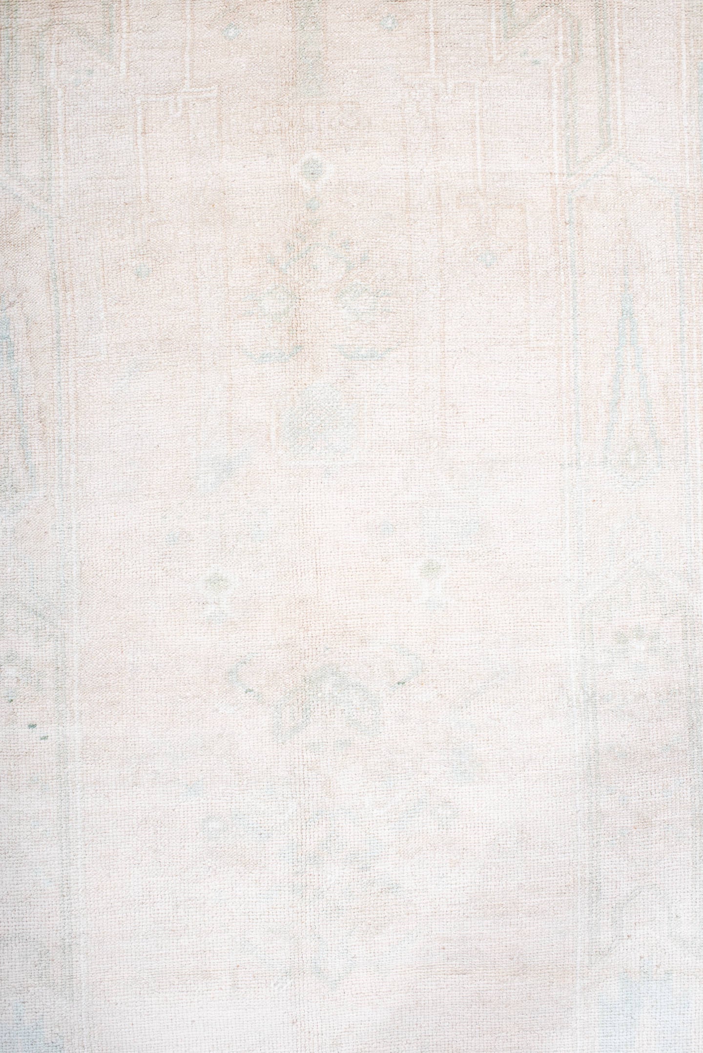 4' x 8' one-of-a-kind handmade antique Anatolian runner rug. Color palette: ivory, cream, pale blue, beige, taupe