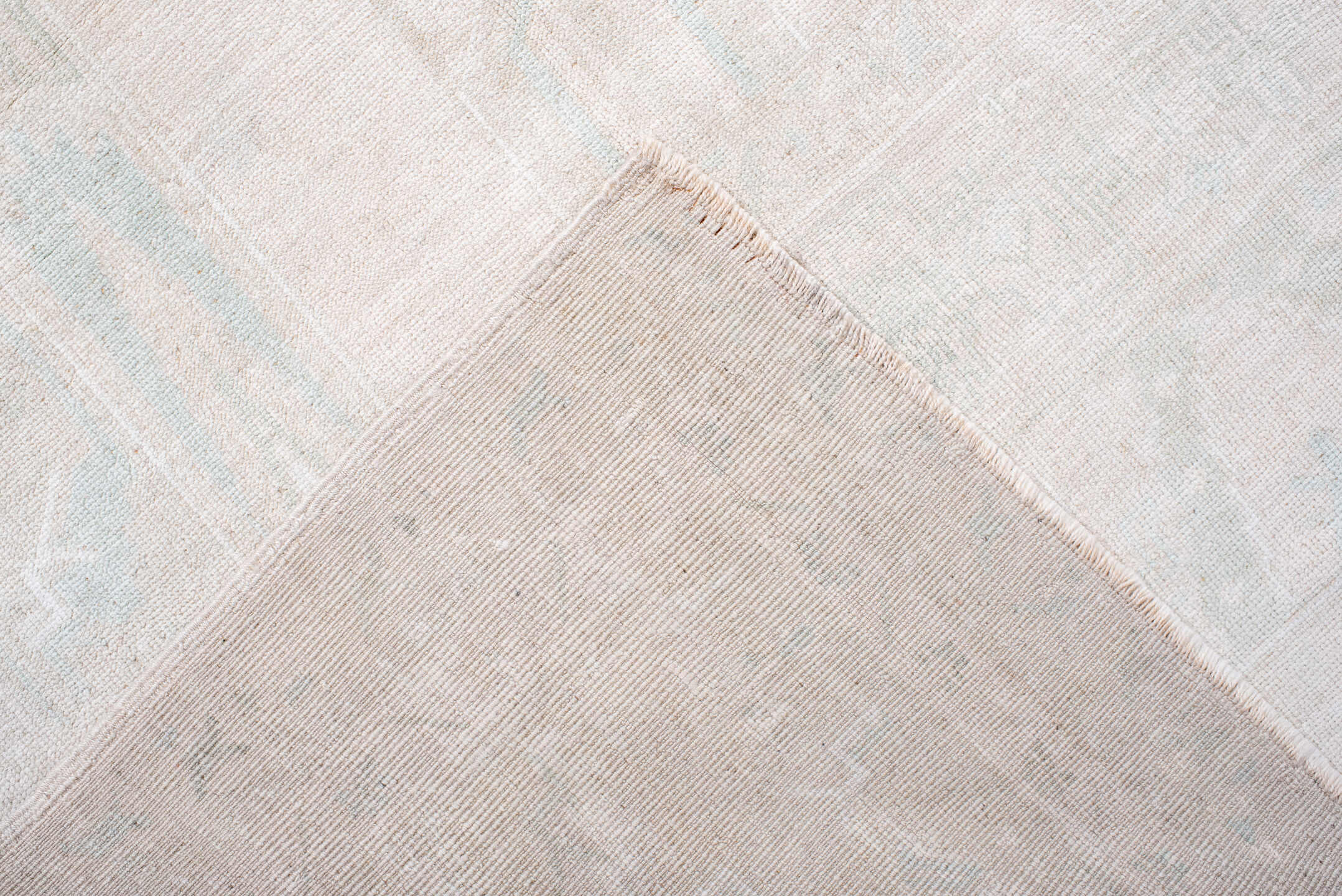 4' x 8' one-of-a-kind handmade antique Anatolian runner rug. Color palette: ivory, cream, pale blue, beige, taupe