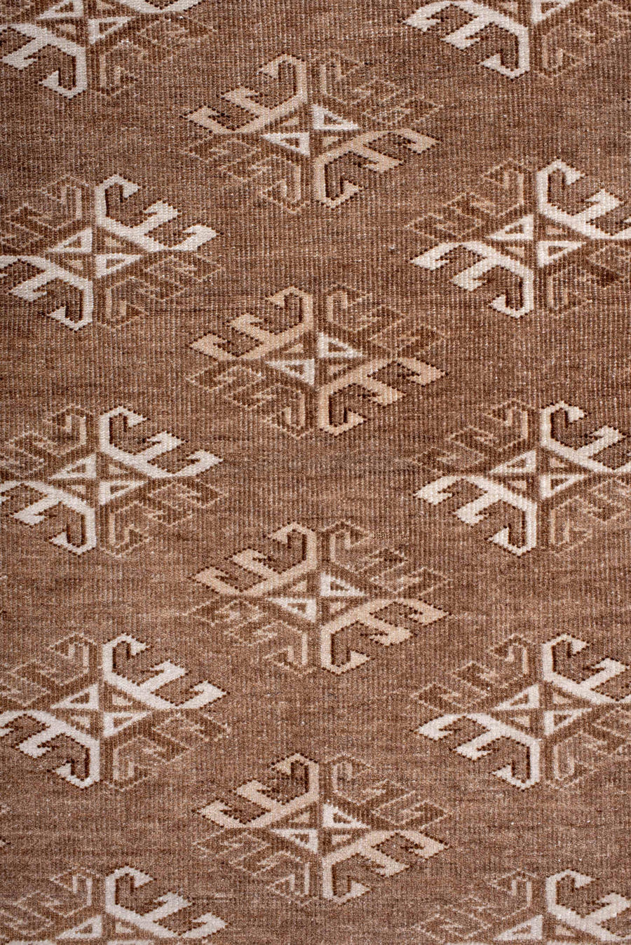 3' x 5' one-of-a-kind handmade antique Bokara small size rug. Color palette: camel, ivory, taupe, brown, beige, gray