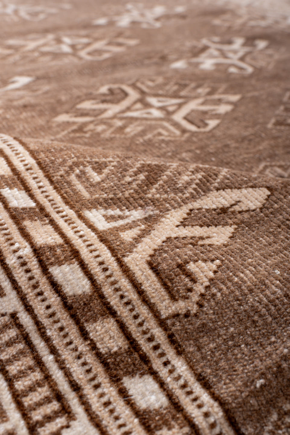 3' x 5' one-of-a-kind handmade antique Bokara small size rug. Color palette: camel, ivory, taupe, brown, beige, gray