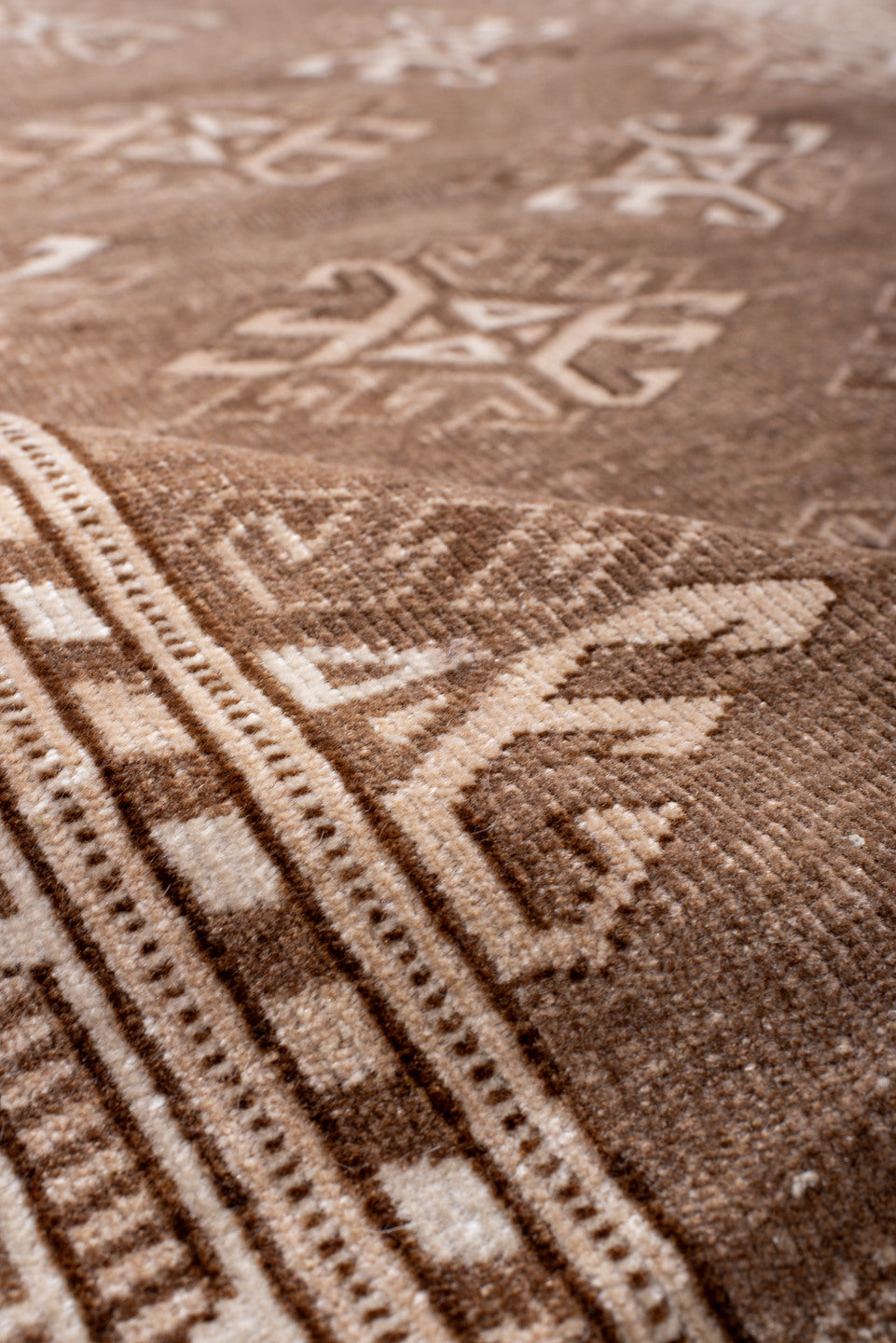 3' x 5' one-of-a-kind handmade antique Bokara small size rug. Color palette: camel, ivory, taupe, brown, beige, gray