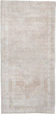 3' x 6' one-of-a-kind handmade antique Anatolian runner rug. Color palette: ivory, taupe, cream, beige, stone gray, gray