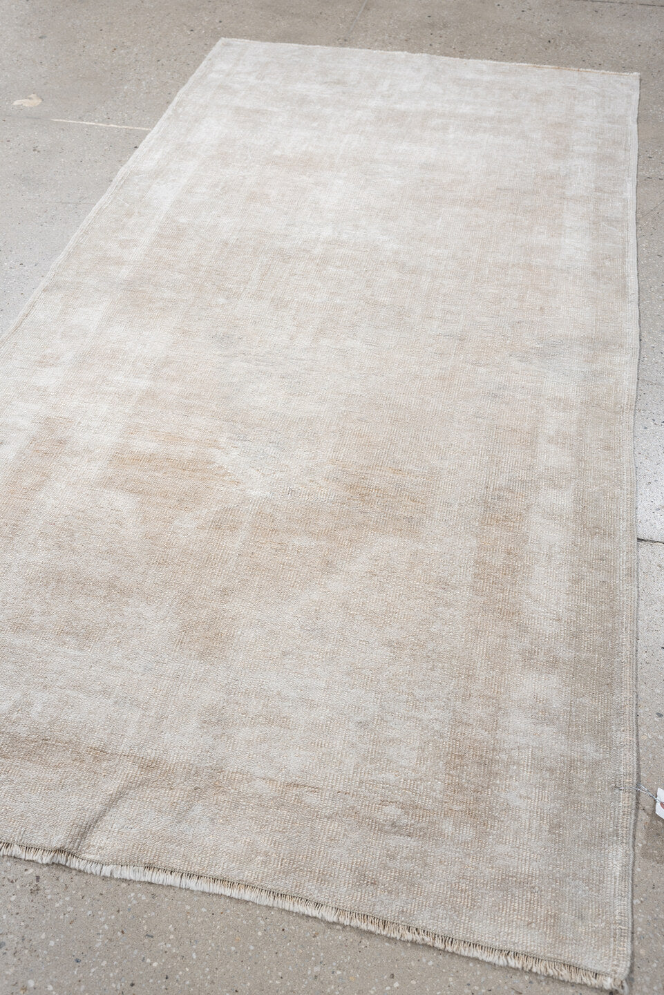 3' x 6' one-of-a-kind handmade antique Anatolian runner rug. Color palette: ivory, taupe, cream, beige, stone gray, gray