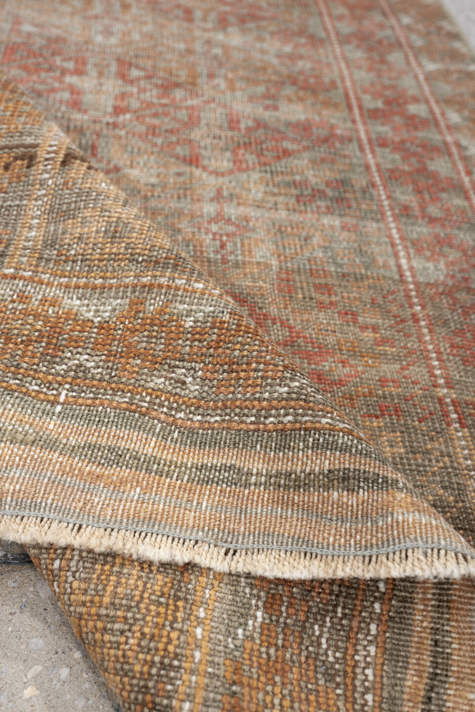 2' x 5' one-of-a-kind handmade antique Belouch small size rug. Color palette: taupe, rust, ivory, camel, brown, charcoal