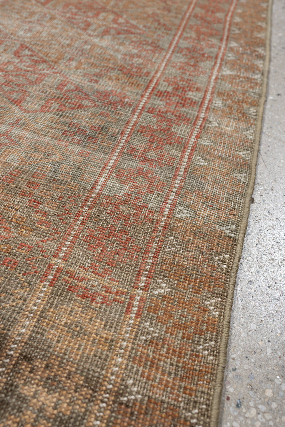 2' x 5' one-of-a-kind handmade antique Belouch small size rug. Color palette: taupe, rust, ivory, camel, brown, charcoal