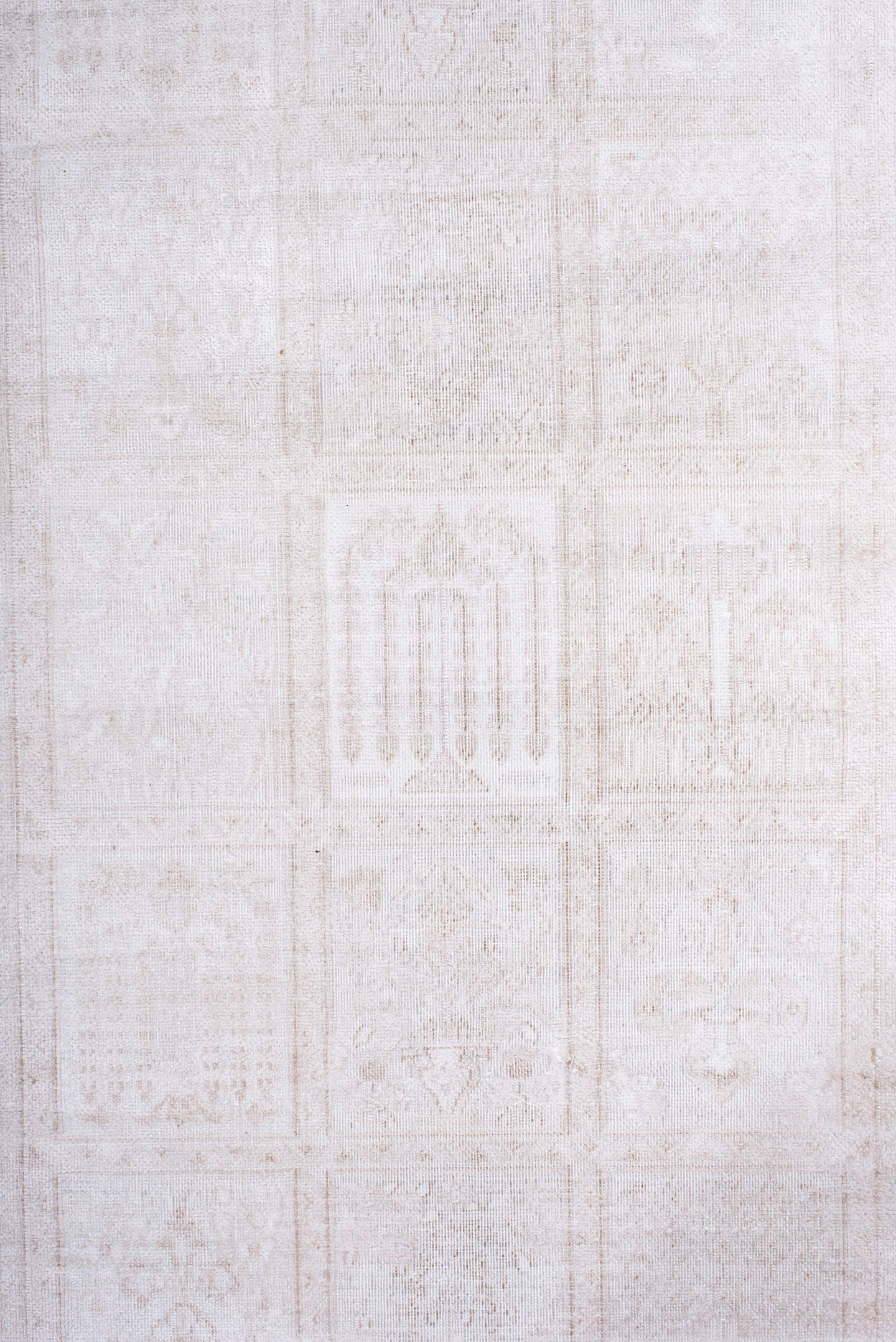 2' x 9' one-of-a-kind handmade antique Kaisary runner rug. Color palette: ivory, cream, taupe, beige, pale blush, gray, pink