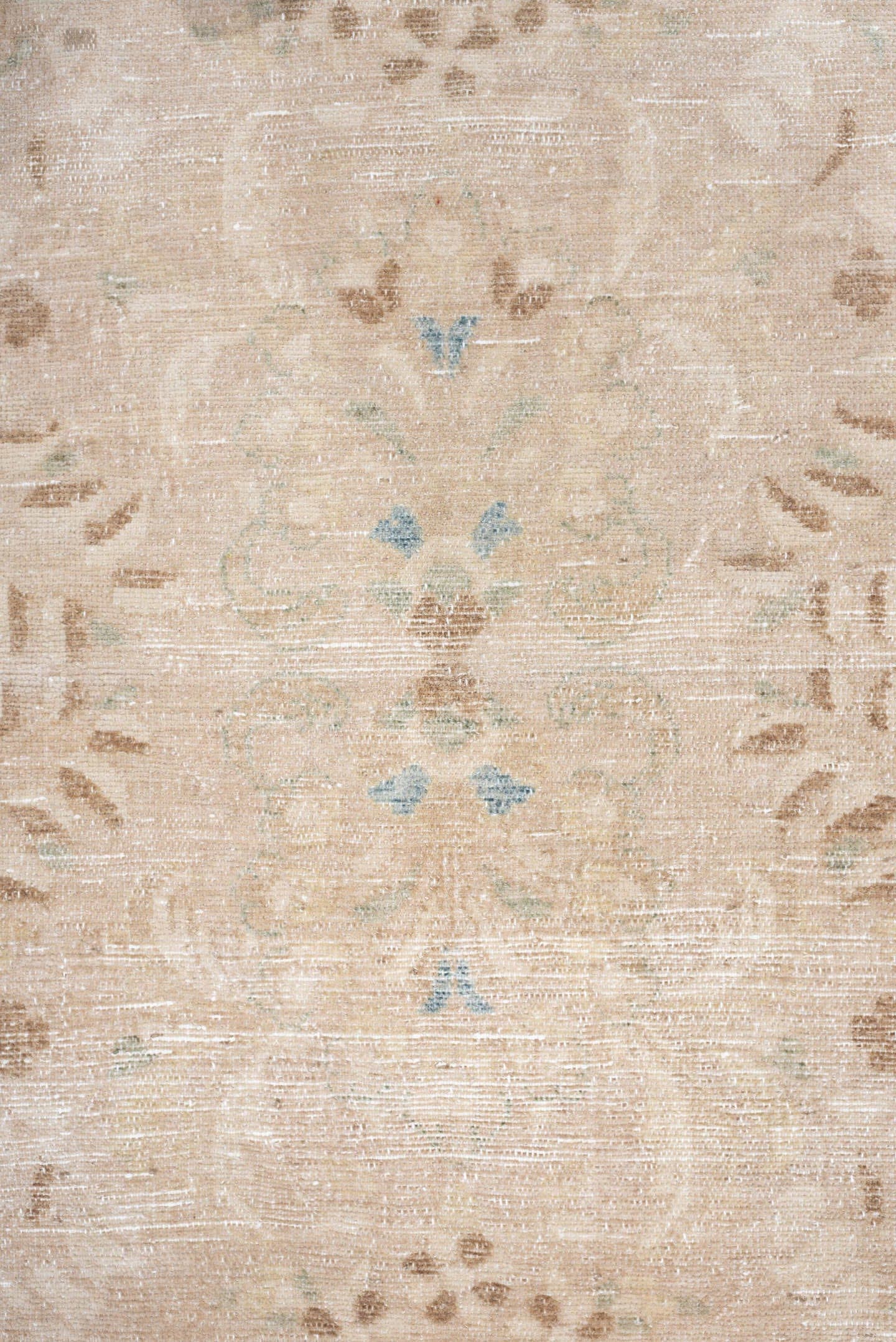 5' x 6' one-of-a-kind handmade antique Malayer rug. Color palette: ivory, beige, pale blue, taupe, cream, light brown