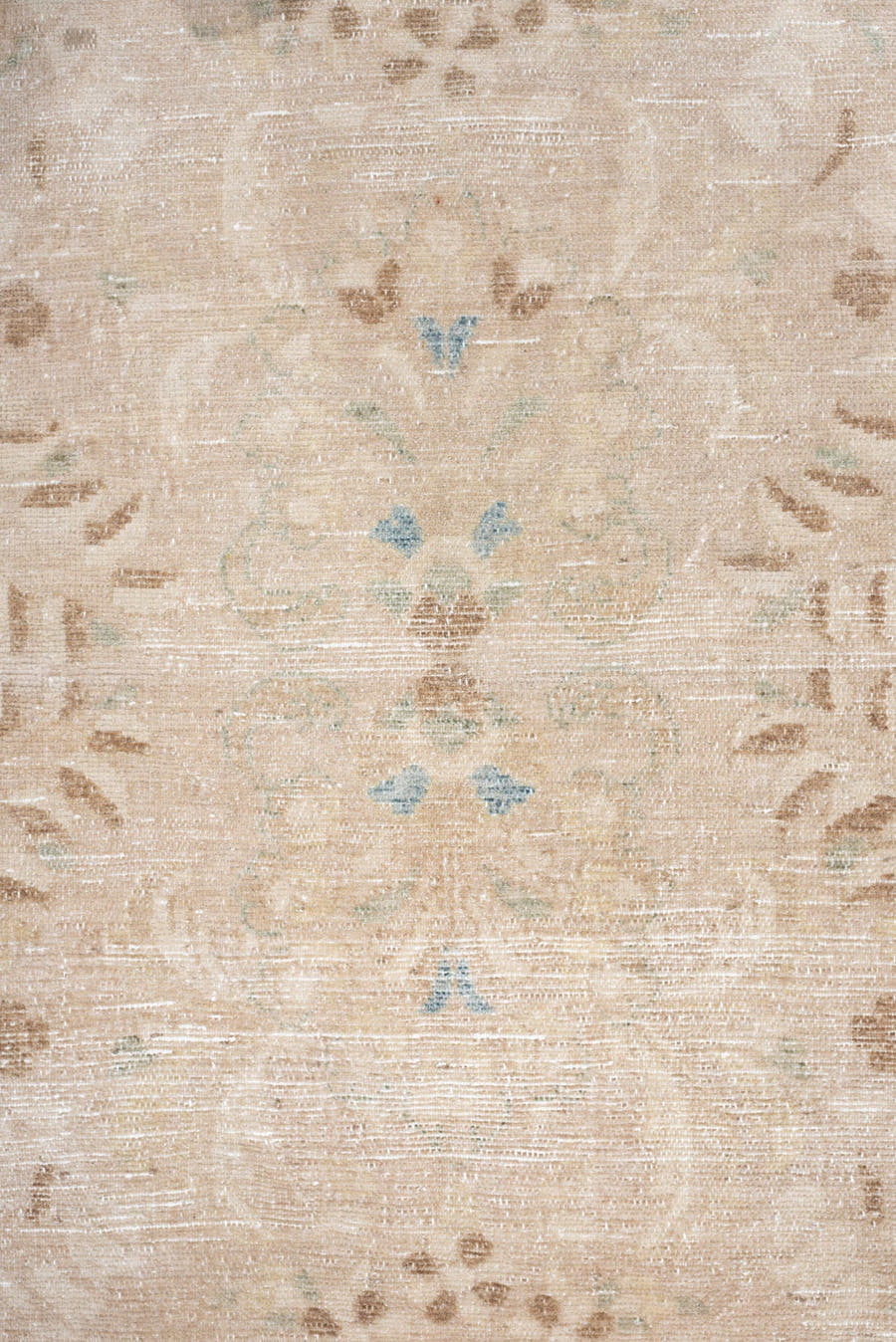5' x 6' one-of-a-kind handmade antique Malayer rug. Color palette: ivory, beige, pale blue, taupe, cream, light brown