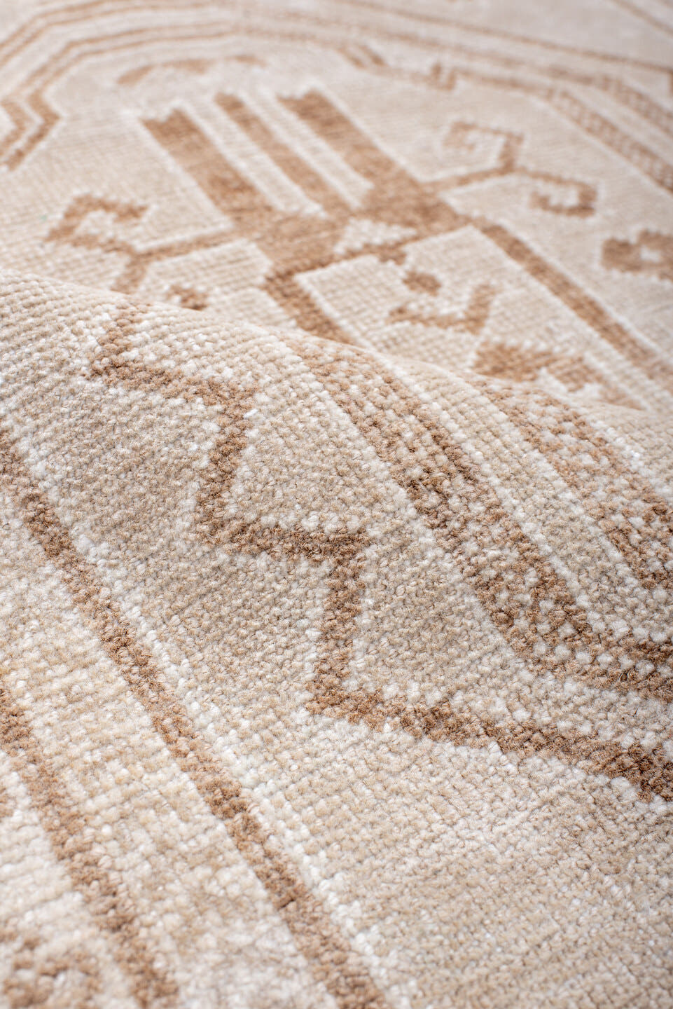 2' x 4' one-of-a-kind handmade antique Belouch small size rug. Color palette: ivory, beige, taupe, camel, sand, gray