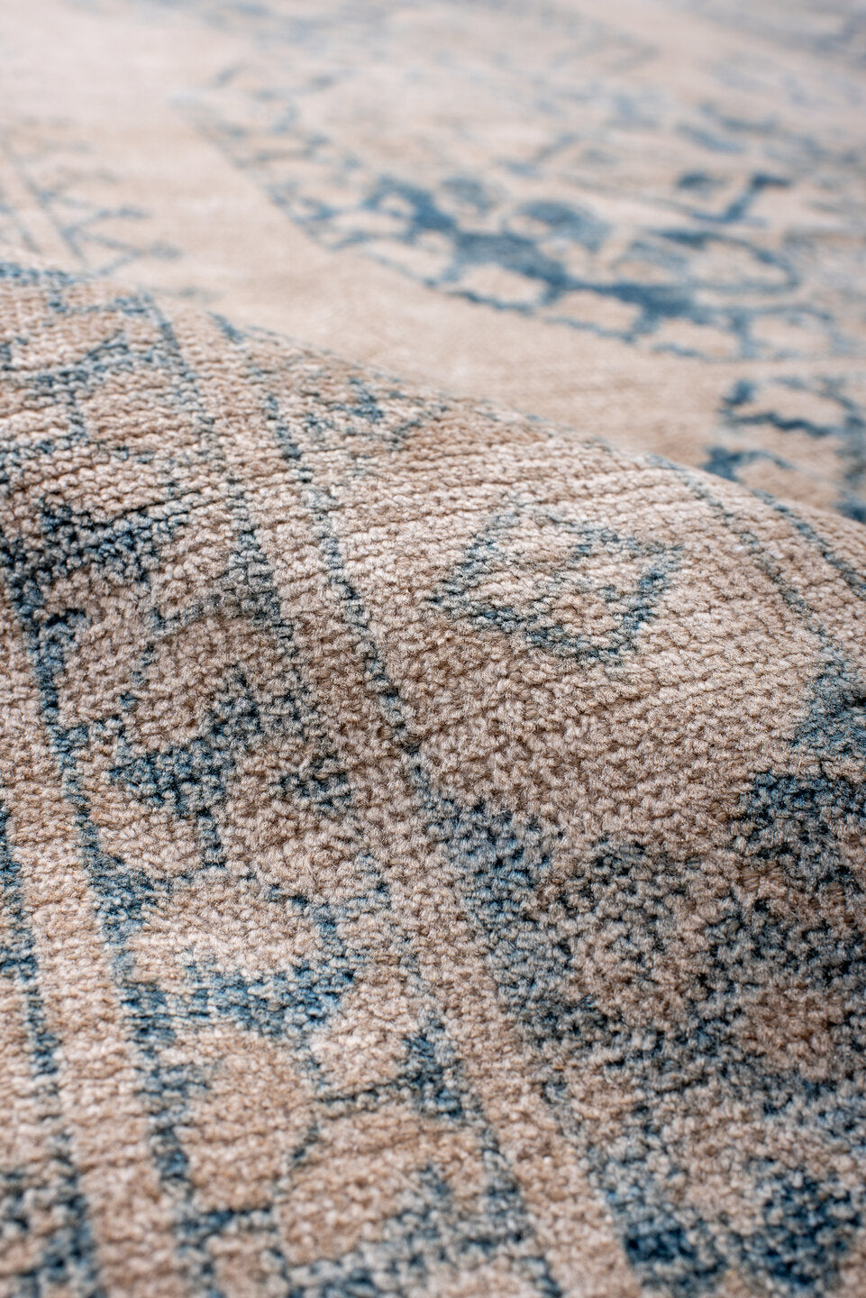 9' x 11' one-of-a-kind handmade antique Afghan large size rug. Color palette: ivory, sky blue, beige, powder blue, taupe