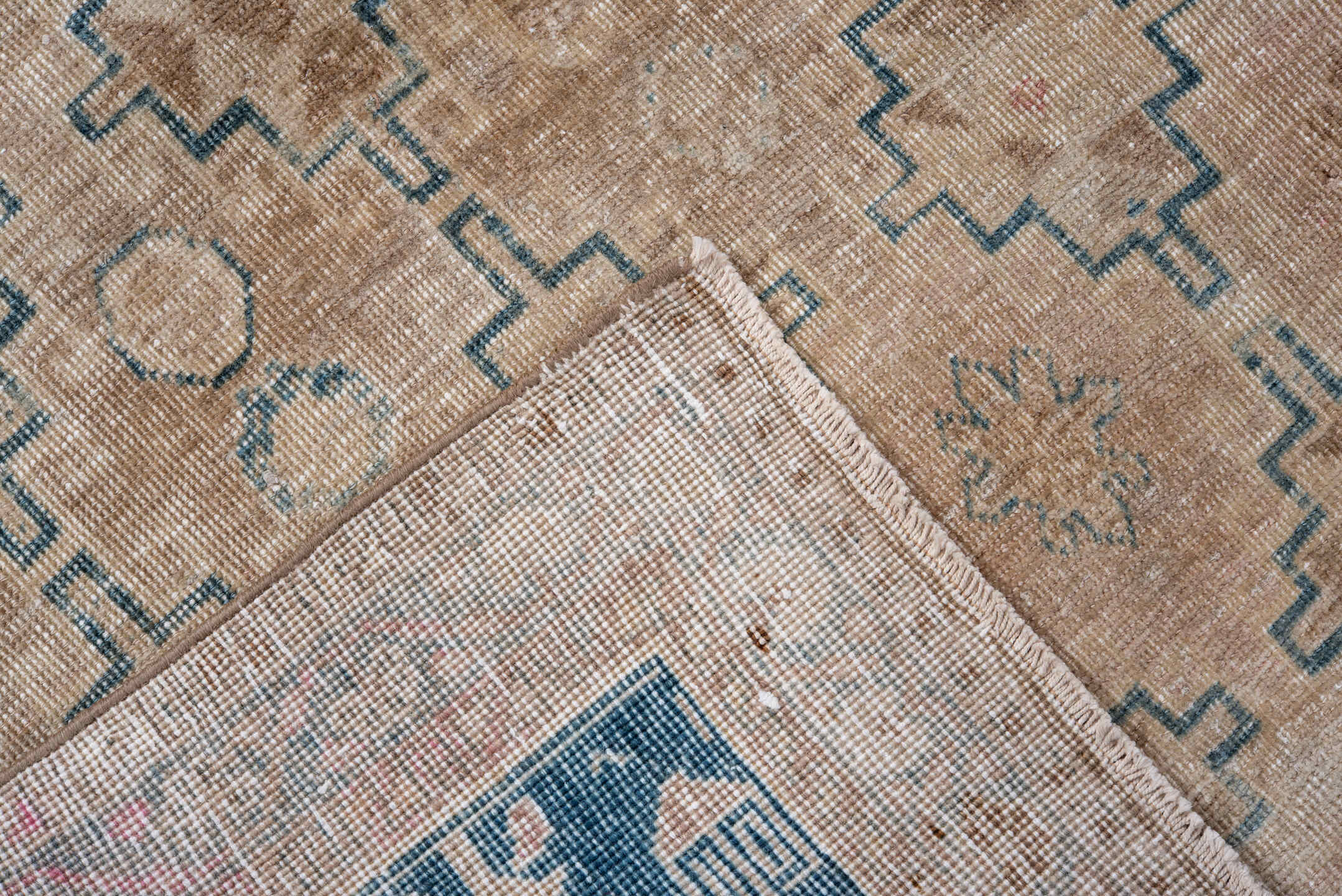 3' x 5' one-of-a-kind handmade vintage Tabriz small size rug. Color palette: alice blue, arapawa, black, blue, brown