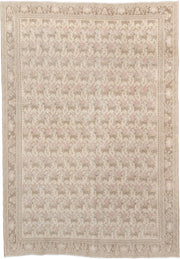 6' x 9' one-of-a-kind handmade vintage Afshar large size rug. Color palette: ivory, taupe, beige, blush, pale blue, sand