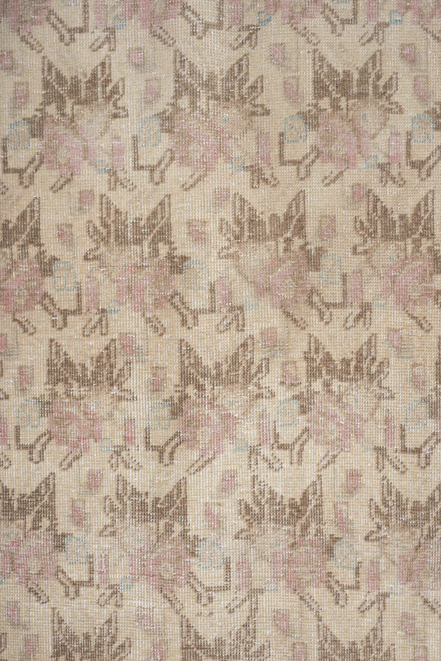 6' x 9' one-of-a-kind handmade vintage Afshar large size rug. Color palette: ivory, taupe, beige, blush, pale blue, sand