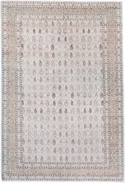 6' x 9' one-of-a-kind handmade antique Sivas medium size rug. Color palette: ivory, blush, taupe, beige, dusty rose, brown