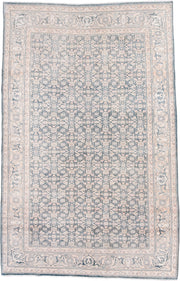 6' x 10' one-of-a-kind handmade antique Tabriz large size rug. Color palette: ivory, pale blue, blush, taupe, slate