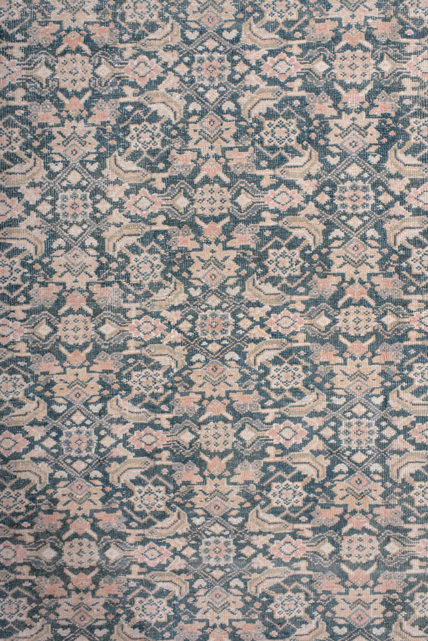 6' x 10' one-of-a-kind handmade antique Tabriz large size rug. Color palette: ivory, pale blue, blush, taupe, slate
