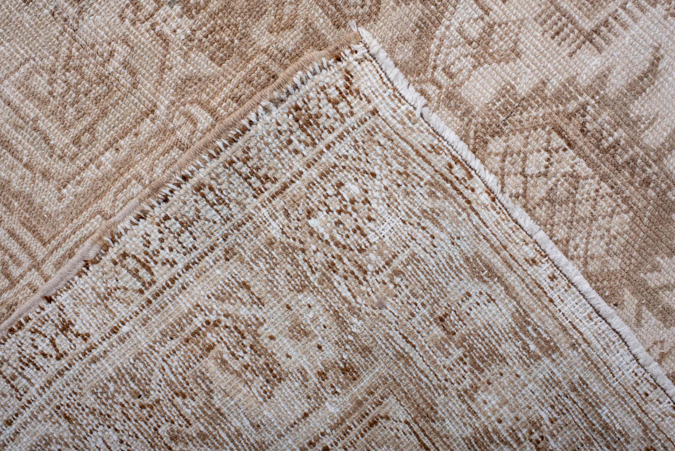 6' x 8' one-of-a-kind handmade antique Heriz medium size rug. Color palette: ivory, camel, taupe, beige, pale blue, sand