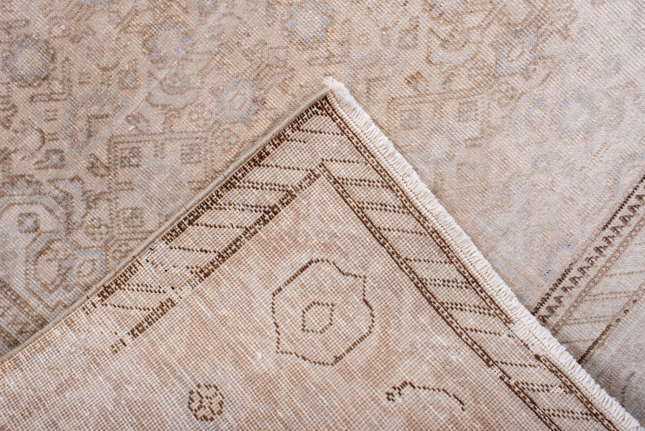6' x 8' one-of-a-kind handmade antique Tabriz medium size rug. Color palette: ivory, beige, taupe, camel, cream, gray