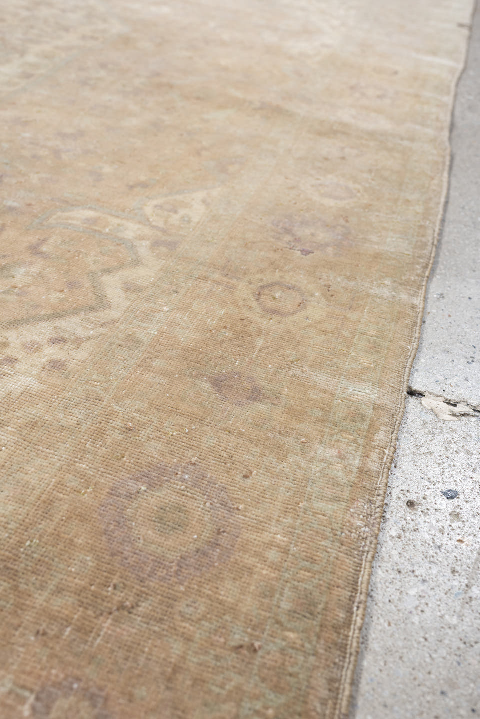 4' x 6' one-of-a-kind handmade antique Sarouk rug. Color palette: ivory, blush, taupe, sage, rose, camel, pewter, pink