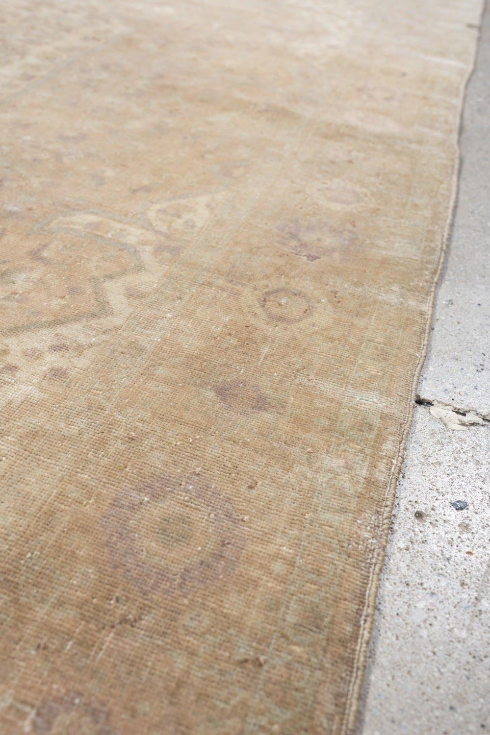4' x 6' one-of-a-kind handmade antique Sarouk rug. Color palette: ivory, blush, taupe, sage, rose, camel, pewter, pink