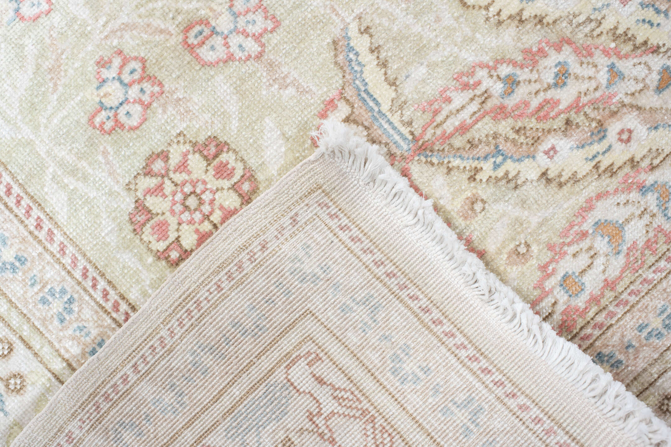 3' x 5' one-of-a-kind handmade vintage Kaisary small size rug. Color palette: beige, brown, dark gray, gainsboro, gray