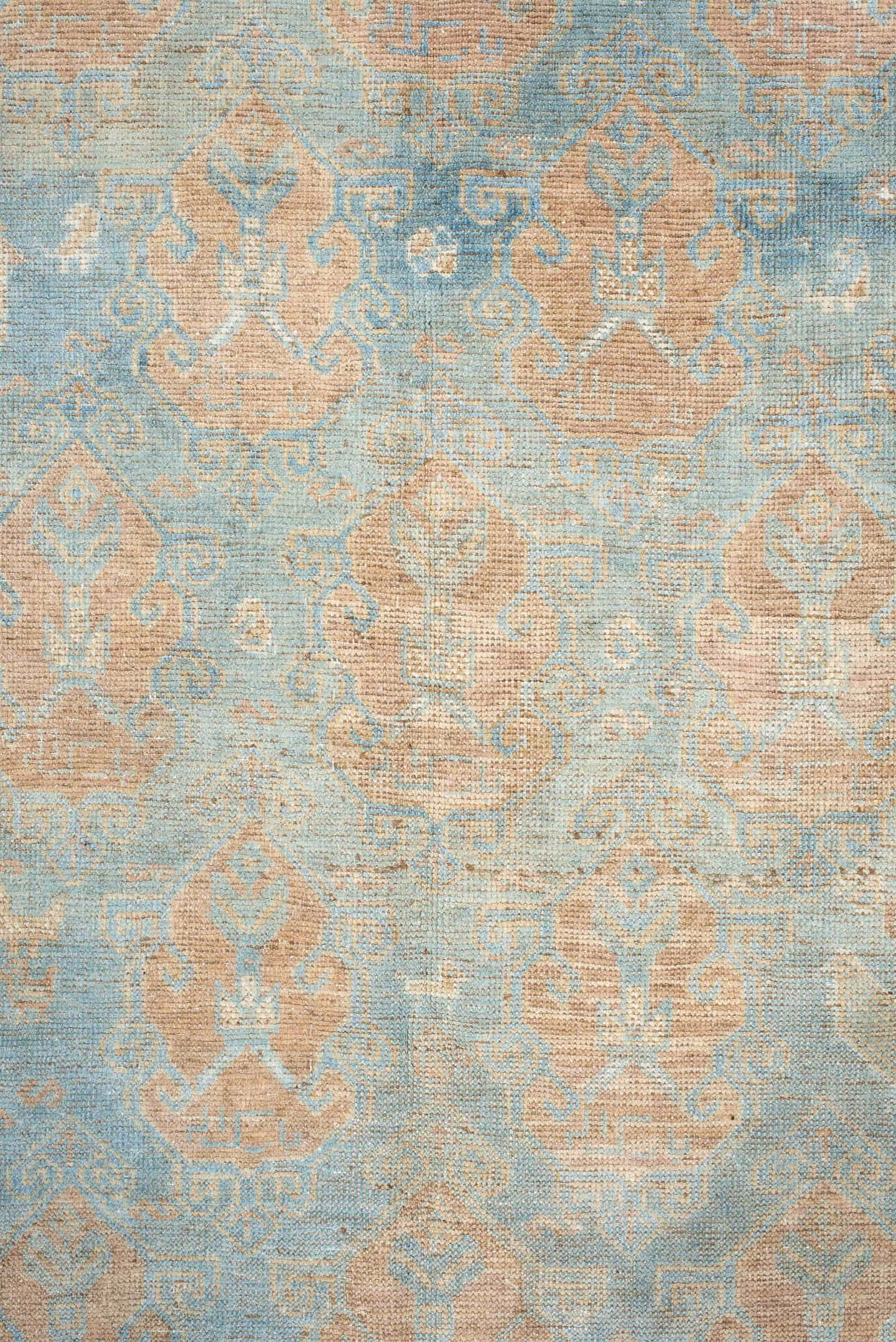 4' x 6' one-of-a-kind handmade vintage Afshar rug. Color palette: light blue, ivory, blush, beige, taupe, camel, pink, gray