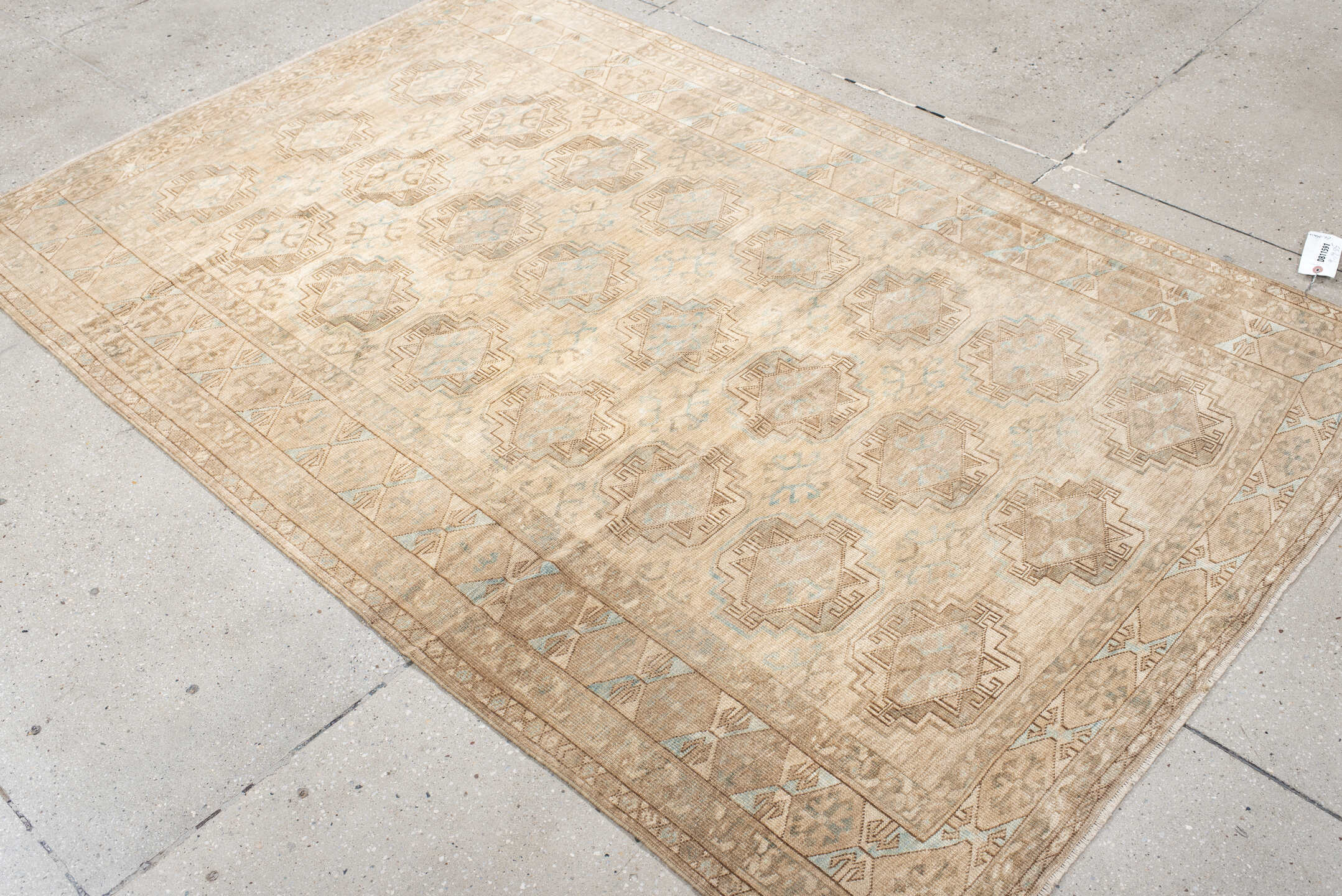 4' x 7' one-of-a-kind handmade antique Afghan rug. Color palette: beige, taupe, camel, pale_blue, ivory, sand, brown, gray