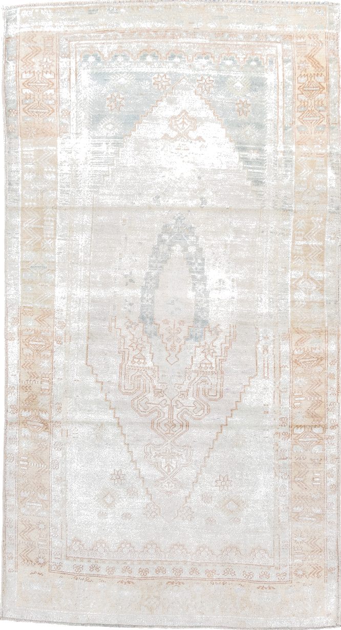 3' x 7' one-of-a-kind handmade vintage Anatolian rug. Color palette: antiquewhite, brown, dark gray, gainsboro, gray