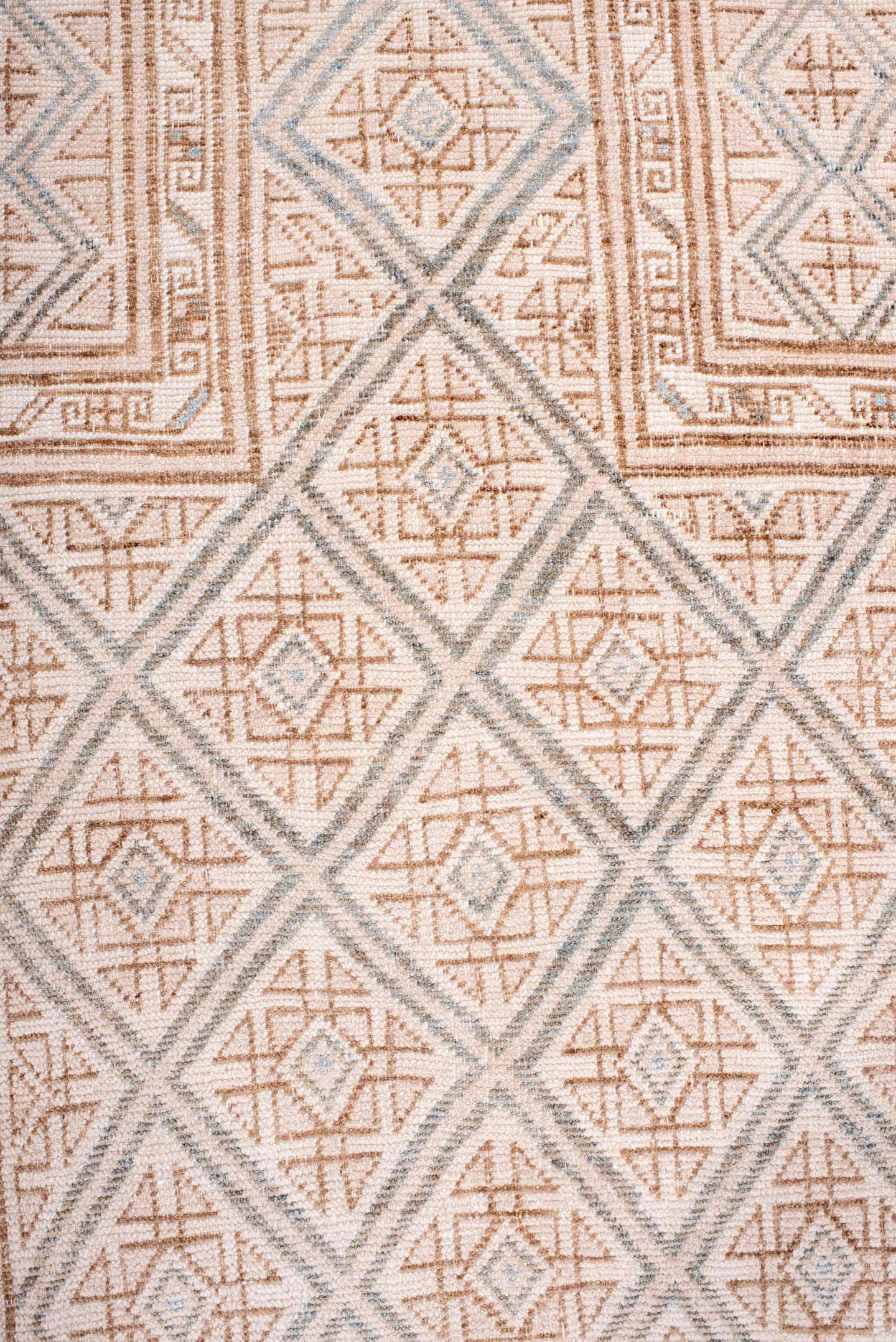 3' x 4' one-of-a-kind handmade antique Belouch small size rug. Color palette: ivory, camel, pale blue, taupe, sand, beige