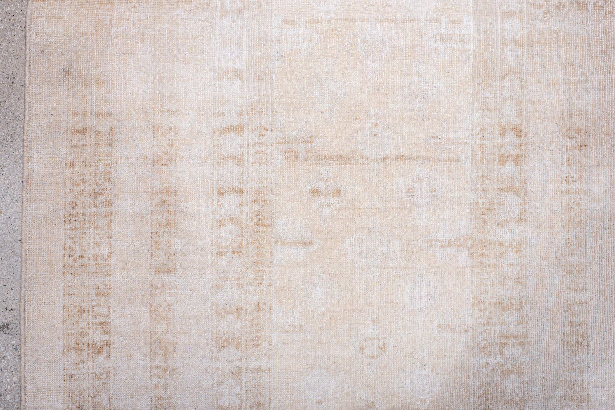 2' x 4' one-of-a-kind handmade antique Belouch small size rug. Color palette: ivory, cream, sand, beige, taupe, gray