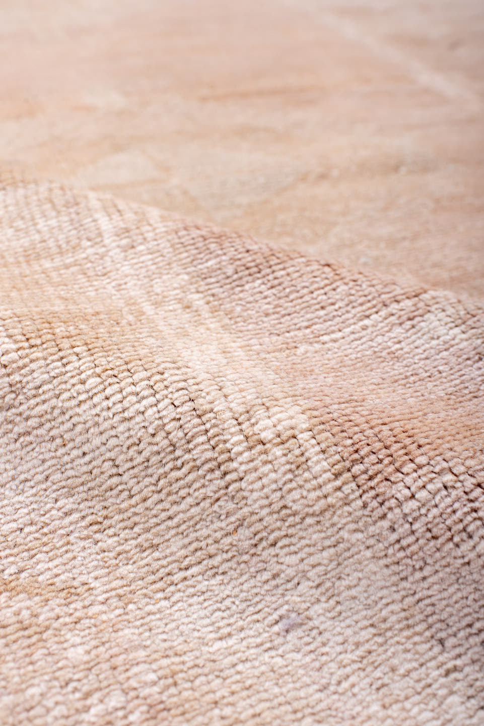 3' x 6' one-of-a-kind handmade antique Anatolian runner rug. Color palette: blush, ivory, peach, taupe, camel, pink
