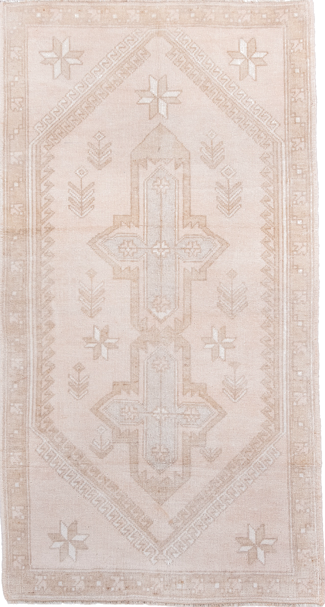 3' x 6' one-of-a-kind handmade vintage Anatolian small size rug. Color palette: antiquewhite, brown, gainsboro, gray