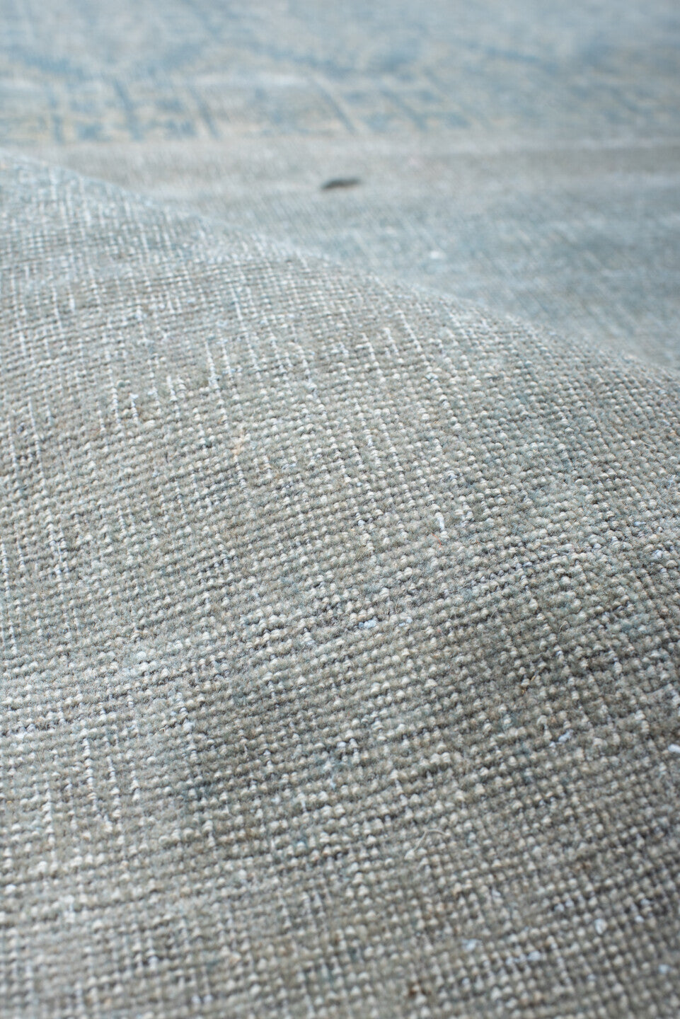 3' x 7' one-of-a-kind handmade vintage Belouch runner rug. Color palette: pale blue, slate, ivory, gray, light blue