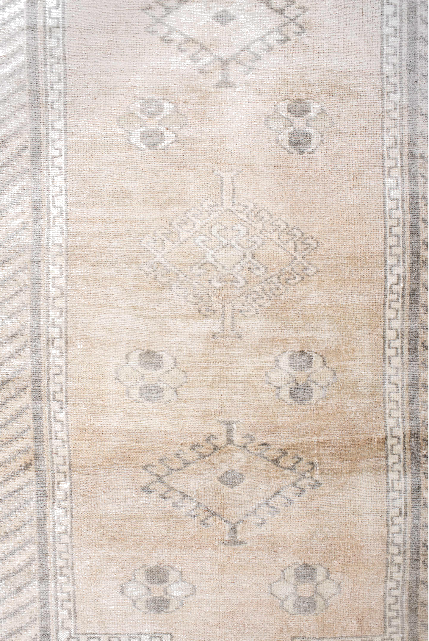 3' x 6' one-of-a-kind handmade vintage Anatolian small size rug. Color palette: antiquewhite, brown, dark gray, floral white