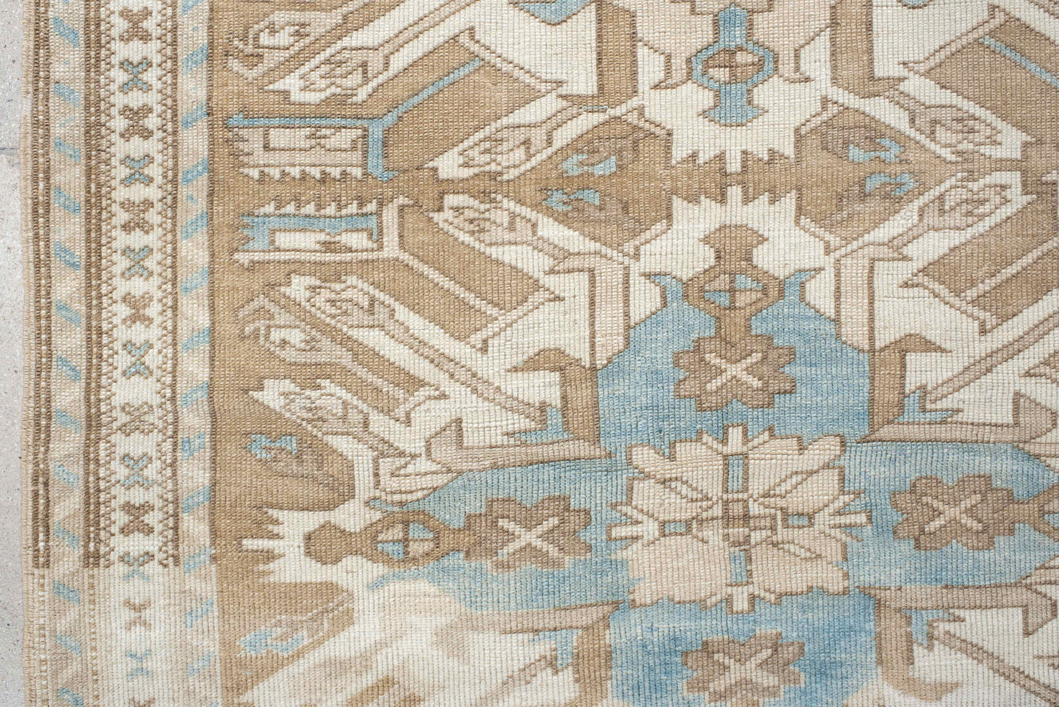 3' x 6' one-of-a-kind handmade vintage Anatolian small size rug. Color palette: ivory, taupe, pale_blue, beige, gray