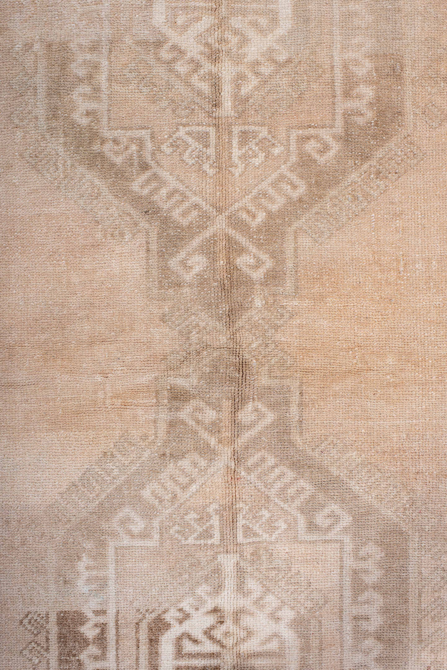 3' x 6' one-of-a-kind handmade antique Anatolian runner rug. Color palette: beige, blush, ivory, taupe, sand, pink, gray
