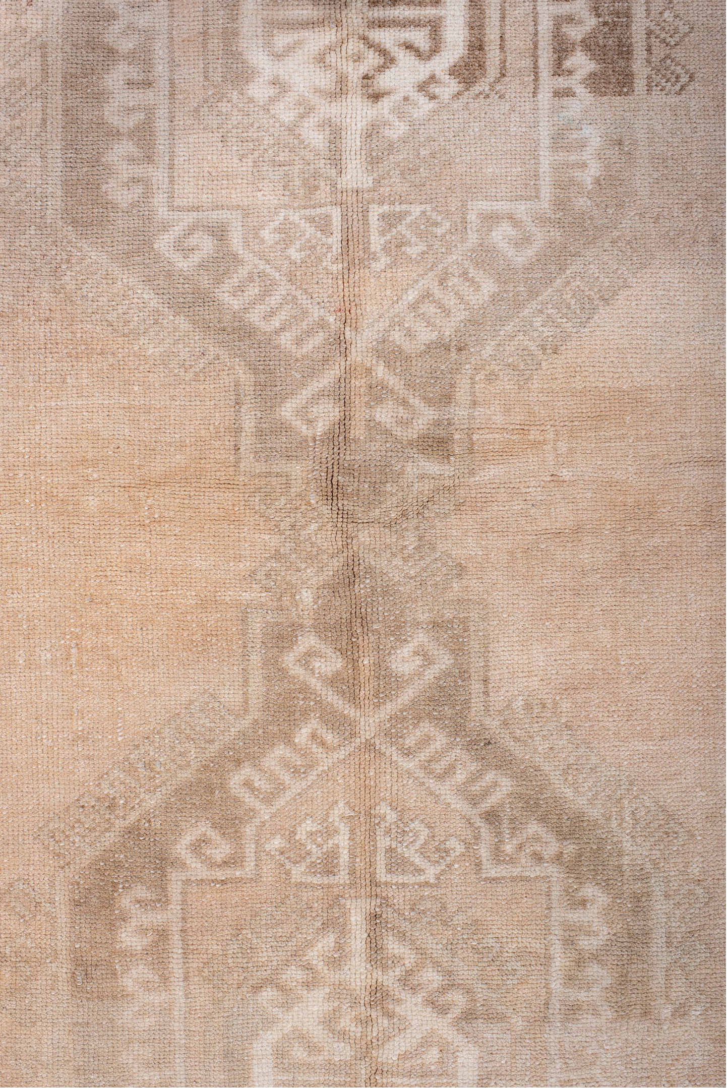 3' x 6' one-of-a-kind handmade antique Anatolian runner rug. Color palette: beige, blush, ivory, taupe, sand, pink, gray