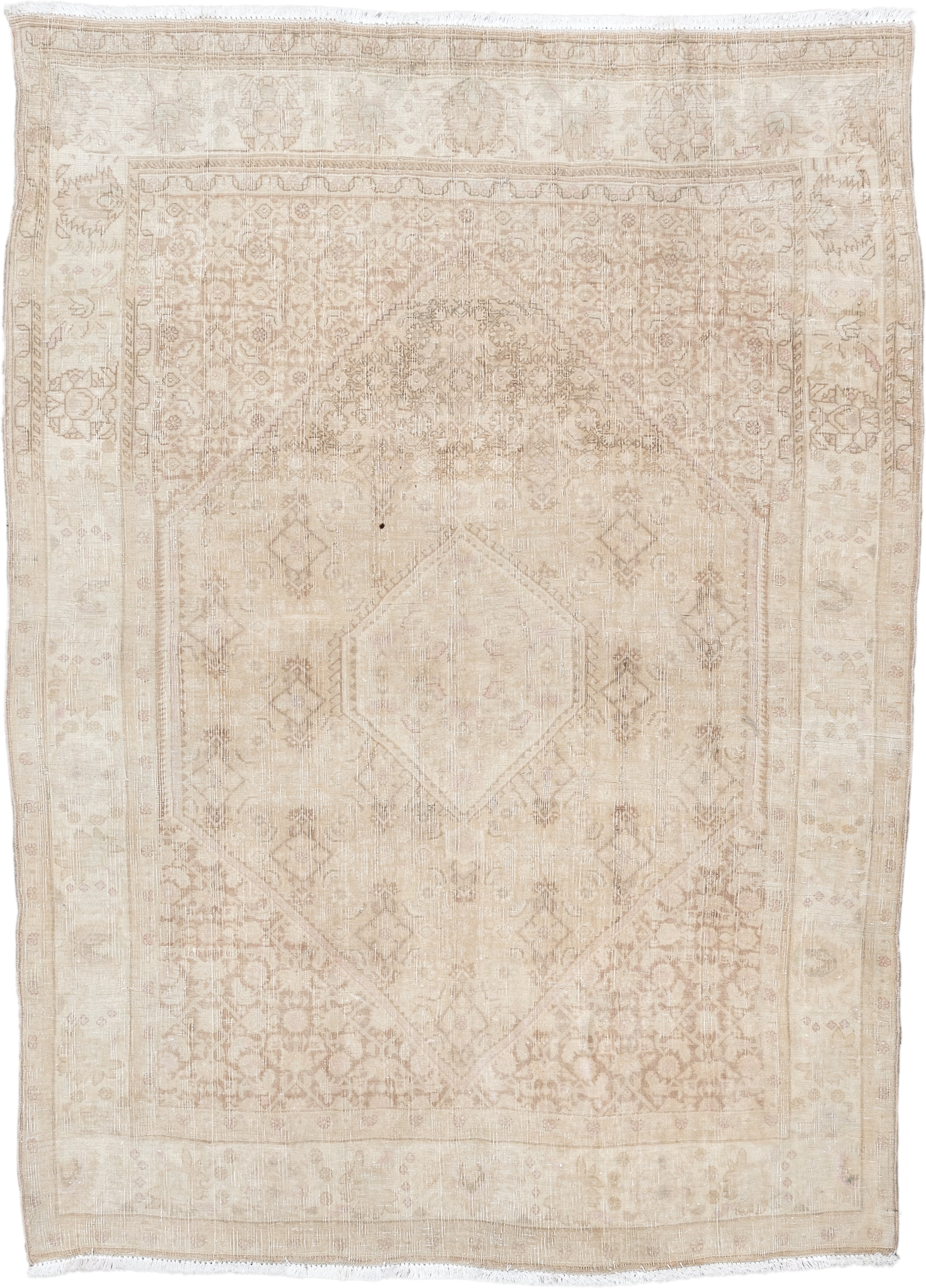 3' x 5' one-of-a-kind handmade vintage Bidjar small size rug. Color palette: ivory, beige, cream, taupe, sand, blush, gray