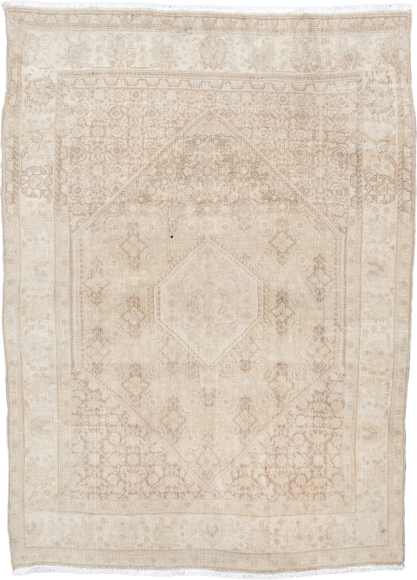 3' x 5' one-of-a-kind handmade vintage Bidjar small size rug. Color palette: ivory, beige, cream, taupe, sand, blush, gray