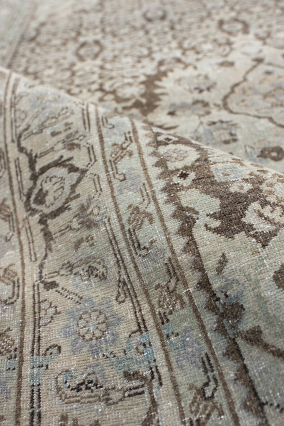 3' x 5' one-of-a-kind handmade antique Bidjar small size rug. Color palette: ivory, taupe, brown, slate, beige, charcoal