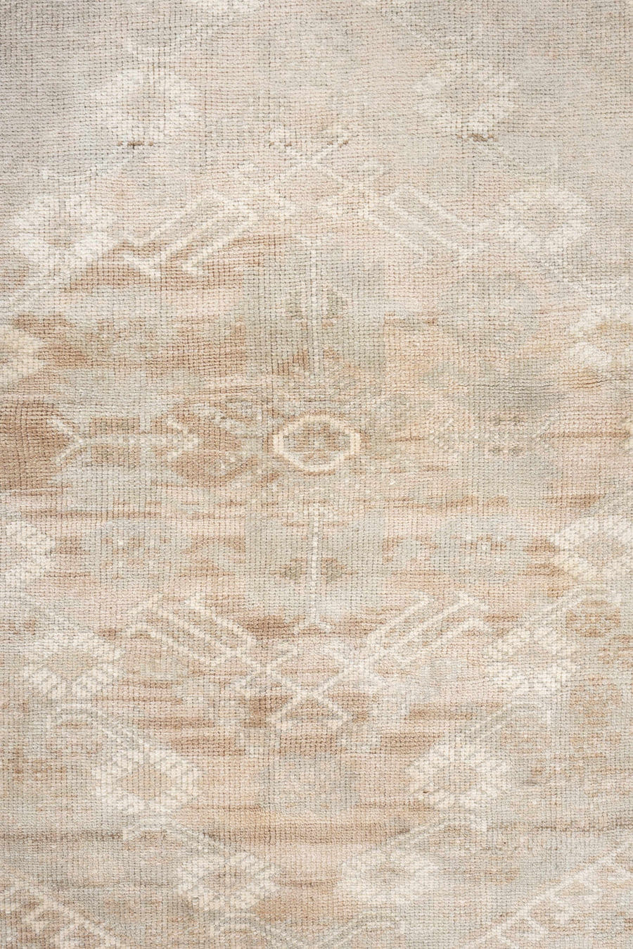 3' x 5' one-of-a-kind handmade antique Anatolian small size rug. Color palette: ivory, sand, taupe, beige, camel, light gray