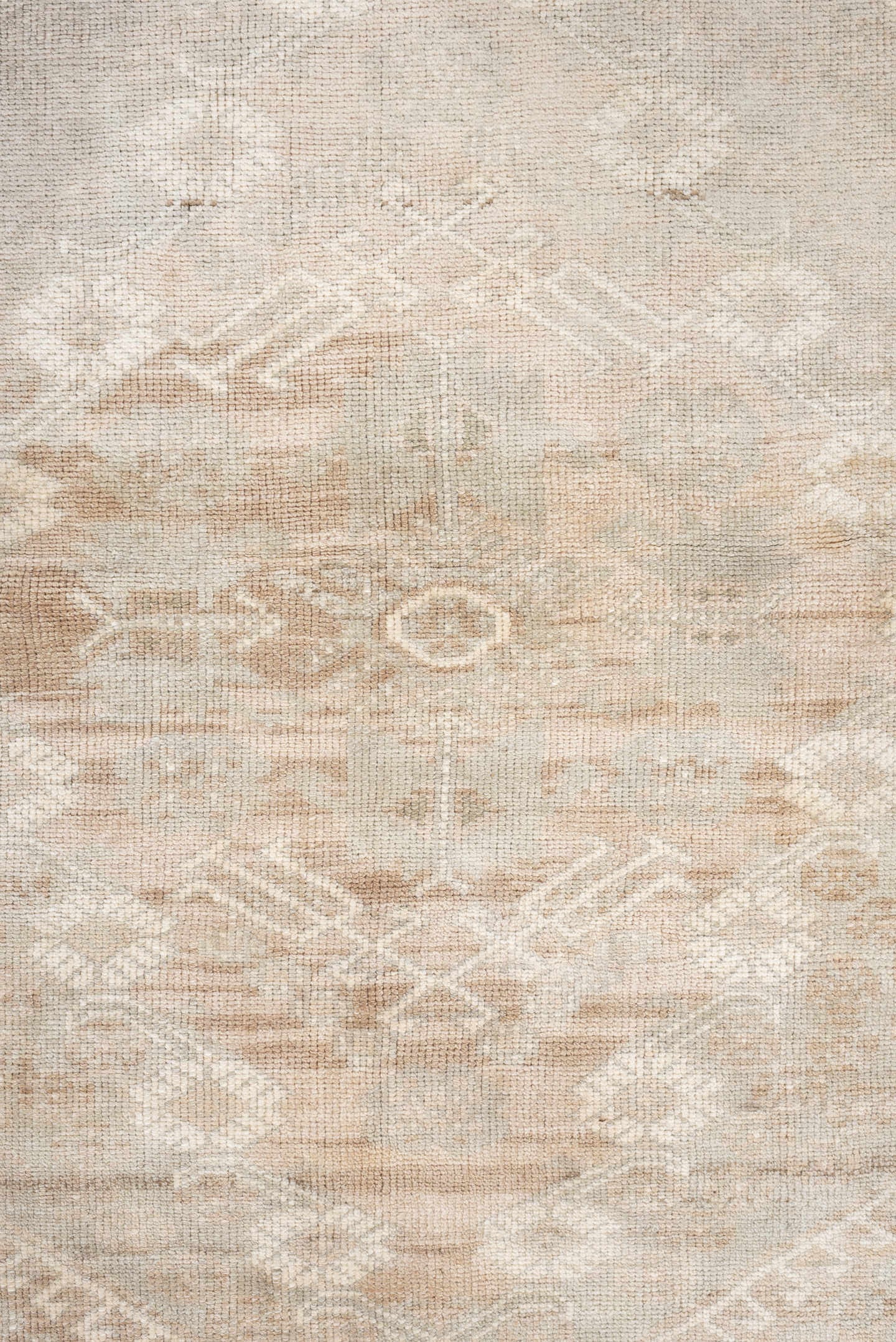 3' x 5' one-of-a-kind handmade antique Anatolian small size rug. Color palette: ivory, sand, taupe, beige, camel, light gray