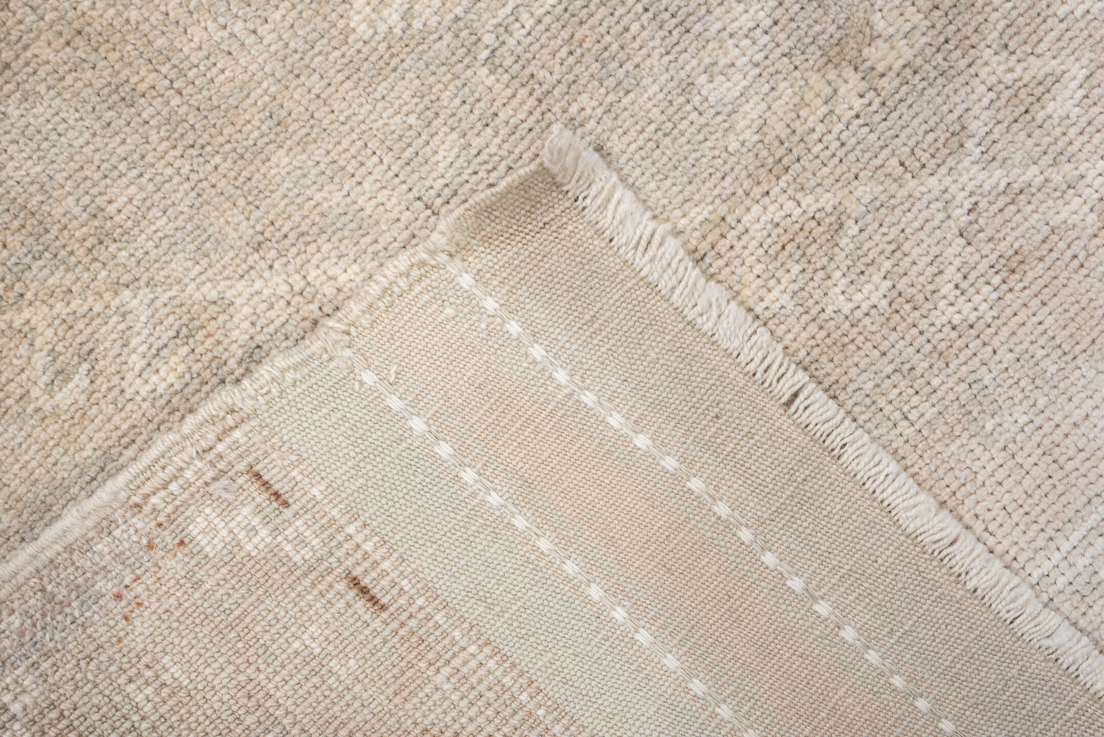 3' x 5' one-of-a-kind handmade antique Anatolian small size rug. Color palette: ivory, sand, taupe, beige, camel, light gray