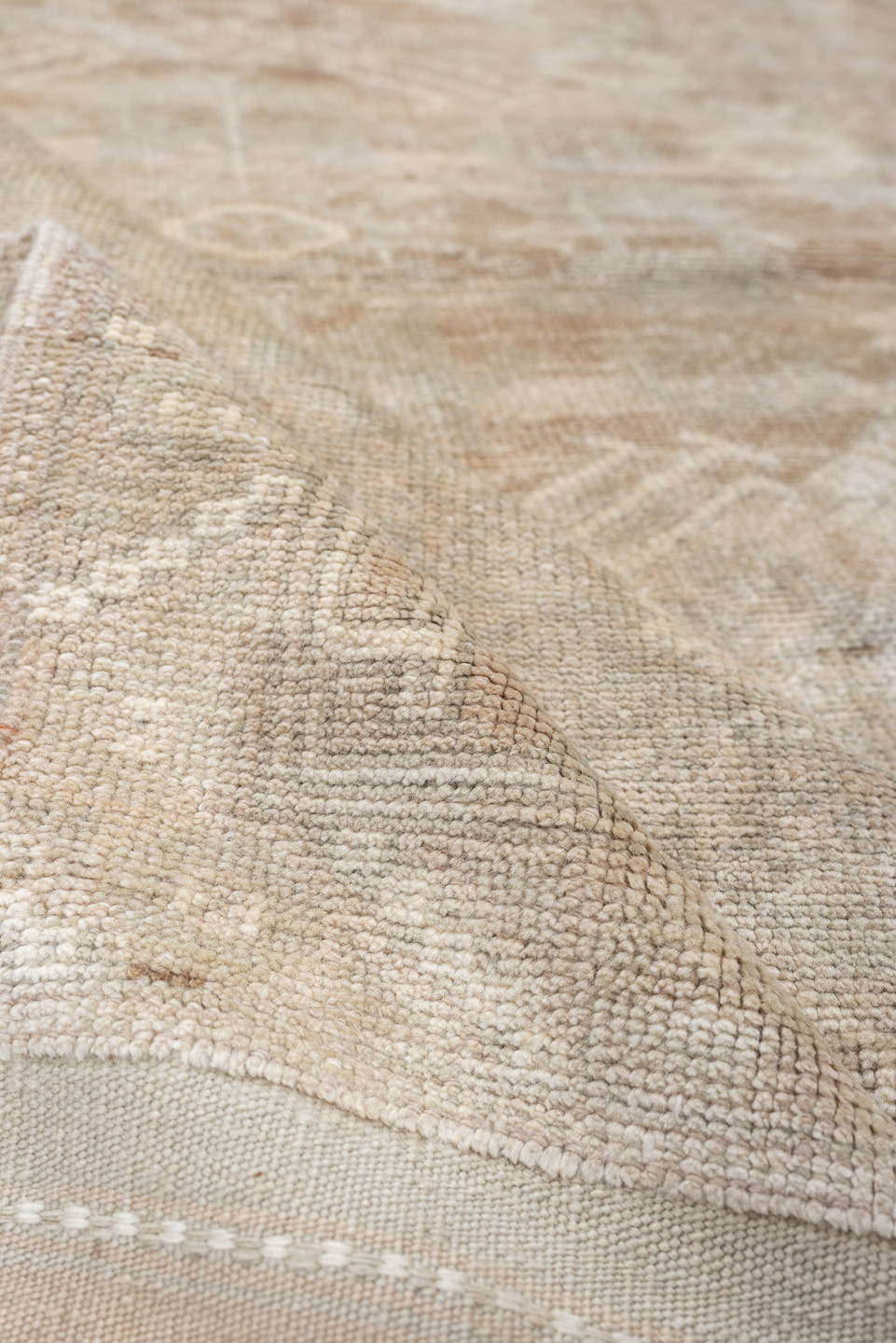 3' x 5' one-of-a-kind handmade antique Anatolian small size rug. Color palette: ivory, sand, taupe, beige, camel, light gray