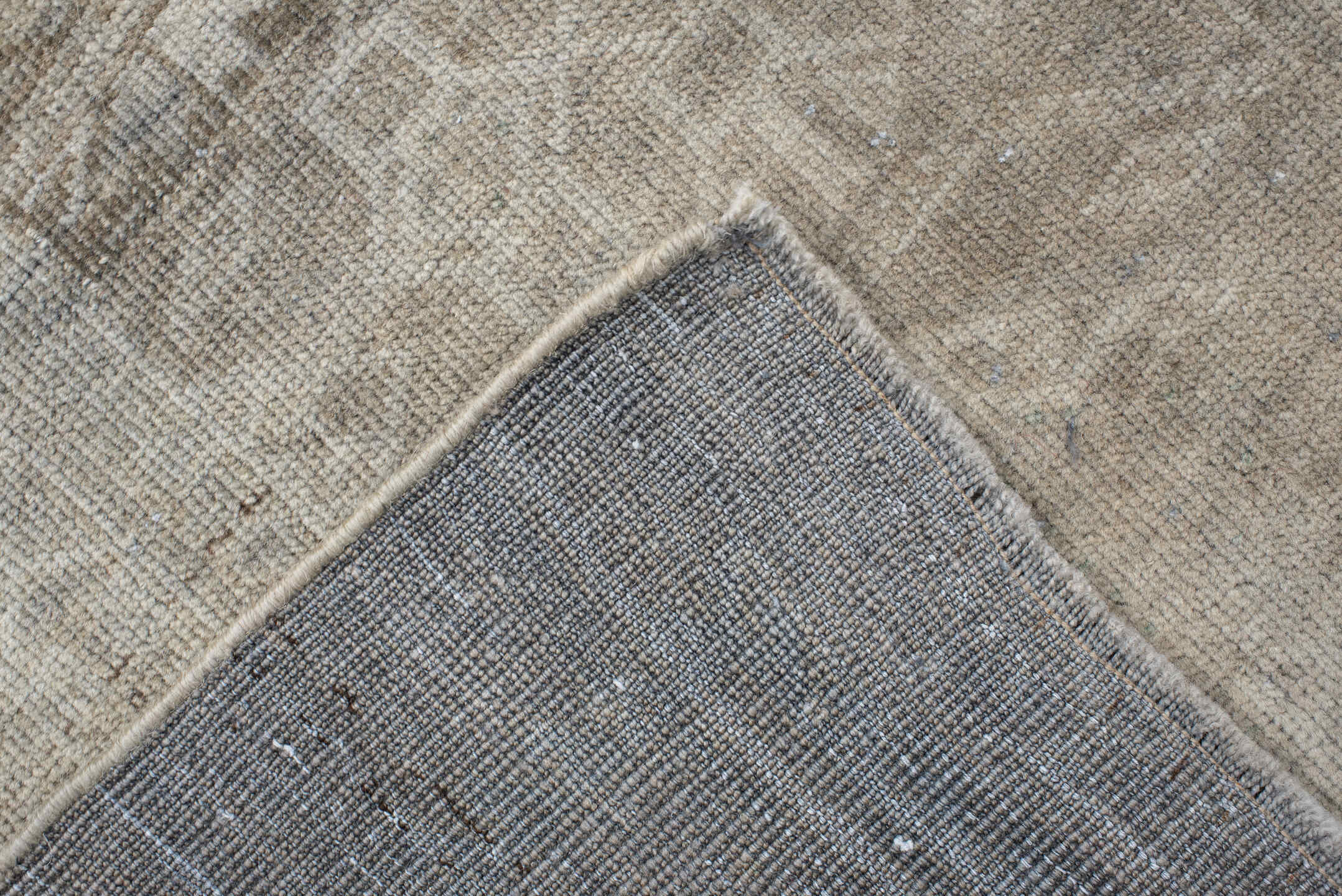 4' x 6' one-of-a-kind handmade antique Belouch small size rug. Color palette: ivory, taupe, beige, brown, greige, charcoal