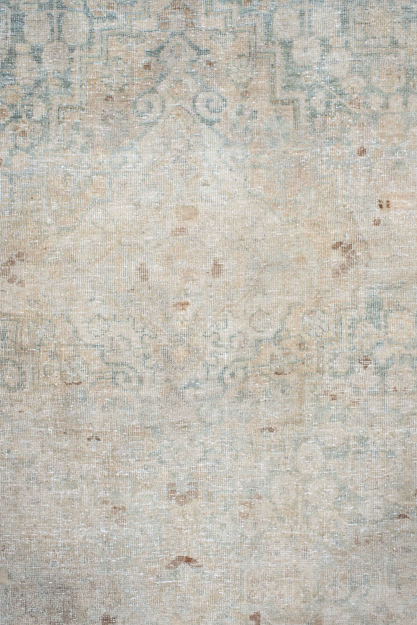 4' x 6' one-of-a-kind handmade vintage Tabriz rug. Color palette: ivory, pale blue, beige, taupe, camel, light brown