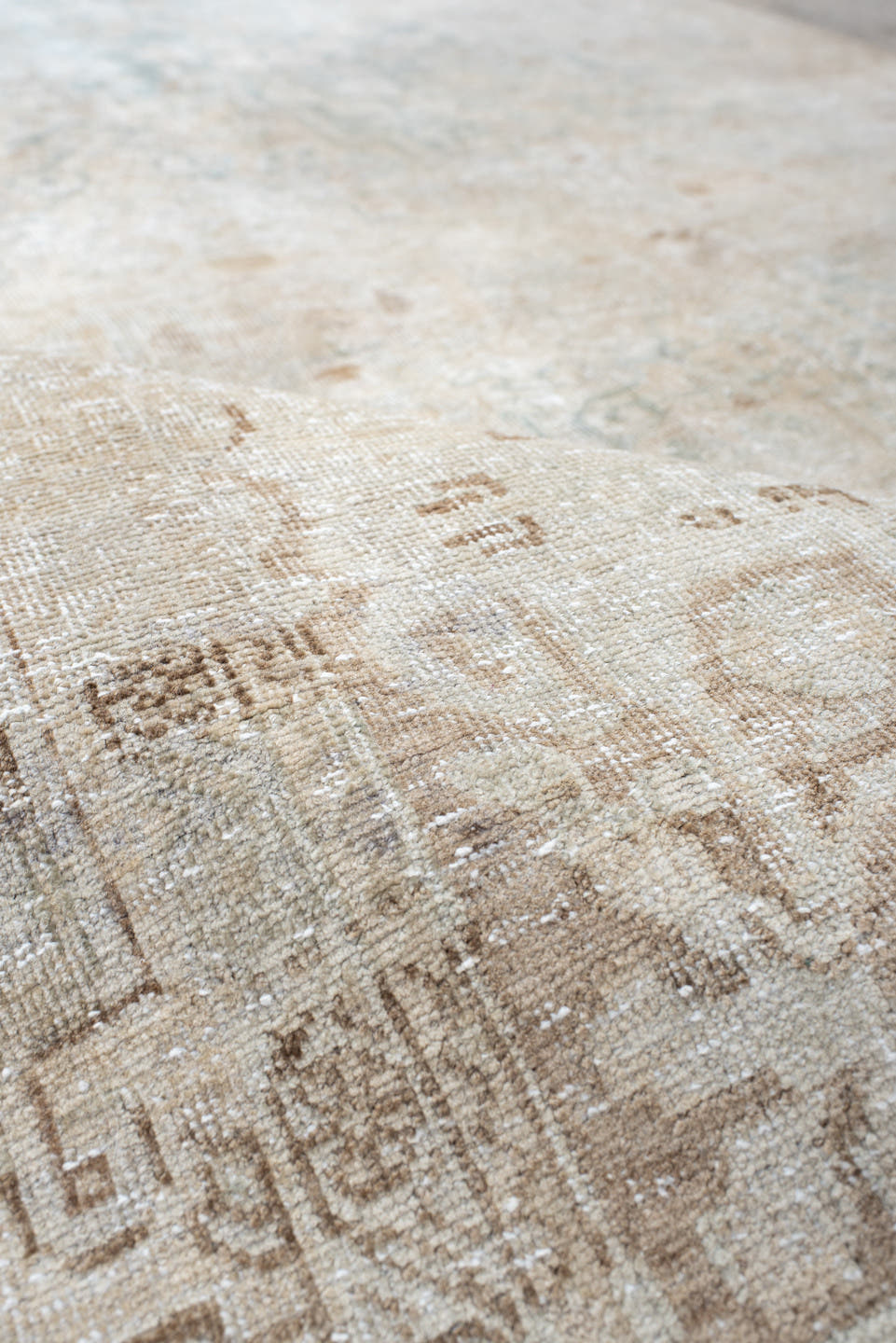 4' x 6' one-of-a-kind handmade vintage Tabriz rug. Color palette: ivory, pale blue, beige, taupe, camel, light brown