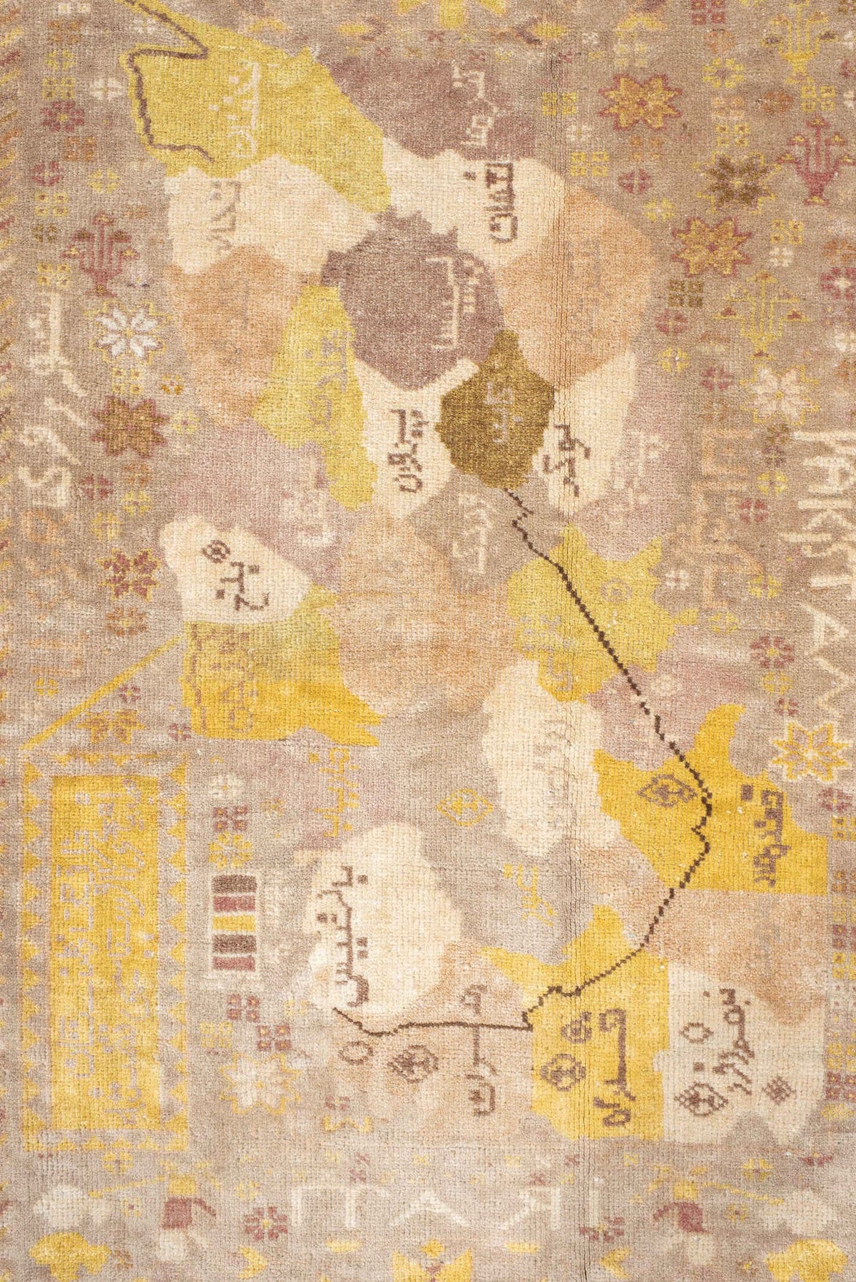 2' x 4' one-of-a-kind handmade vintage small size rug. Color palette: beige, ivory, gold, taupe, blush, camel, sage, rust