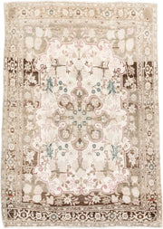 3' x 4' one-of-a-kind handmade antique Bidjar small size rug. Color palette: ivory, taupe, brown, blush, aqua, cream, beige