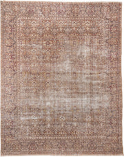 16' x 13' one-of-a-kind handmade vintage Amritzar oversize rug. Color palette: ivory, terra cotta, taupe, rose, camel